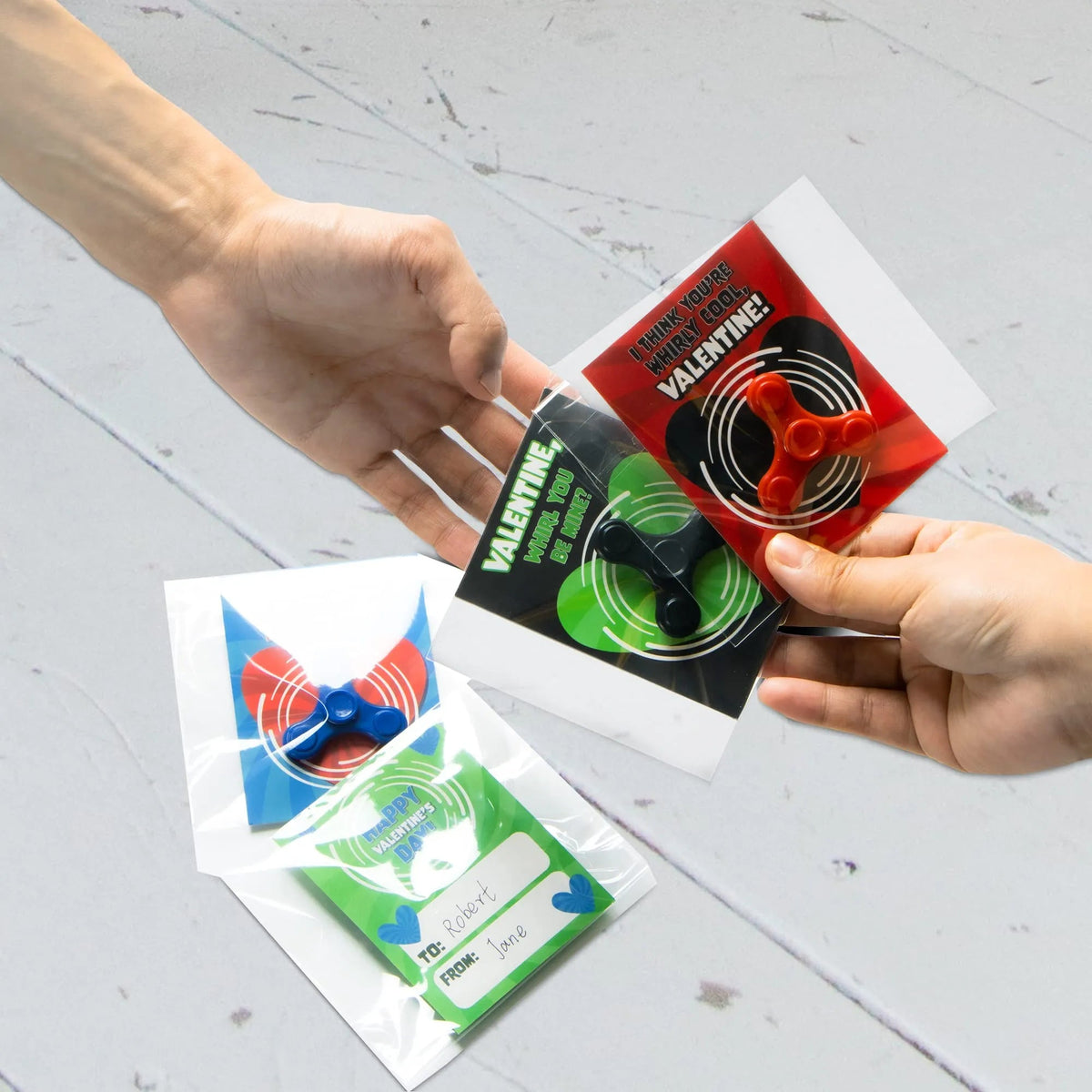 28 Pcs Valentine's Day Spinner Cards for Kids - Classroom Exchange Gifts