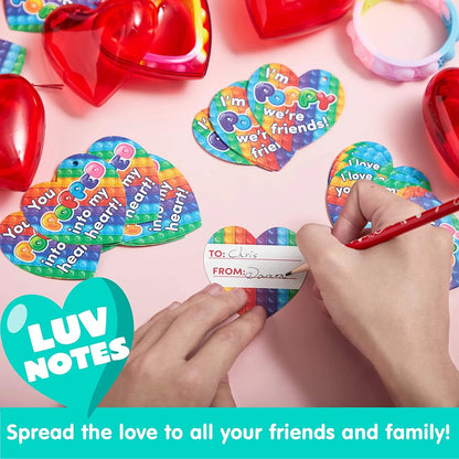 28-Piece Valentine's Day Heart Bracelet and Card Set for Kids Classroom Exchange Gifts