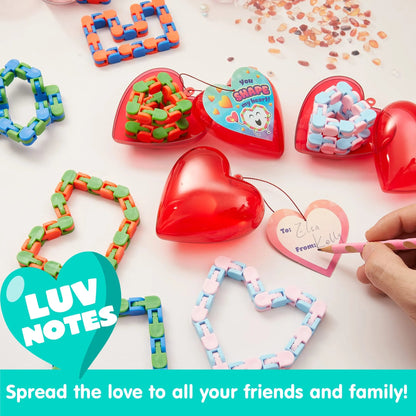 28-Piece Valentine's Day Heart Gift Set with Snake Cube and Cards for Kids Classroom Exchange