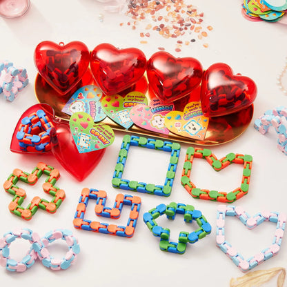 28-Piece Valentine's Day Heart Gift Set with Snake Cube and Cards for Kids Classroom Exchange