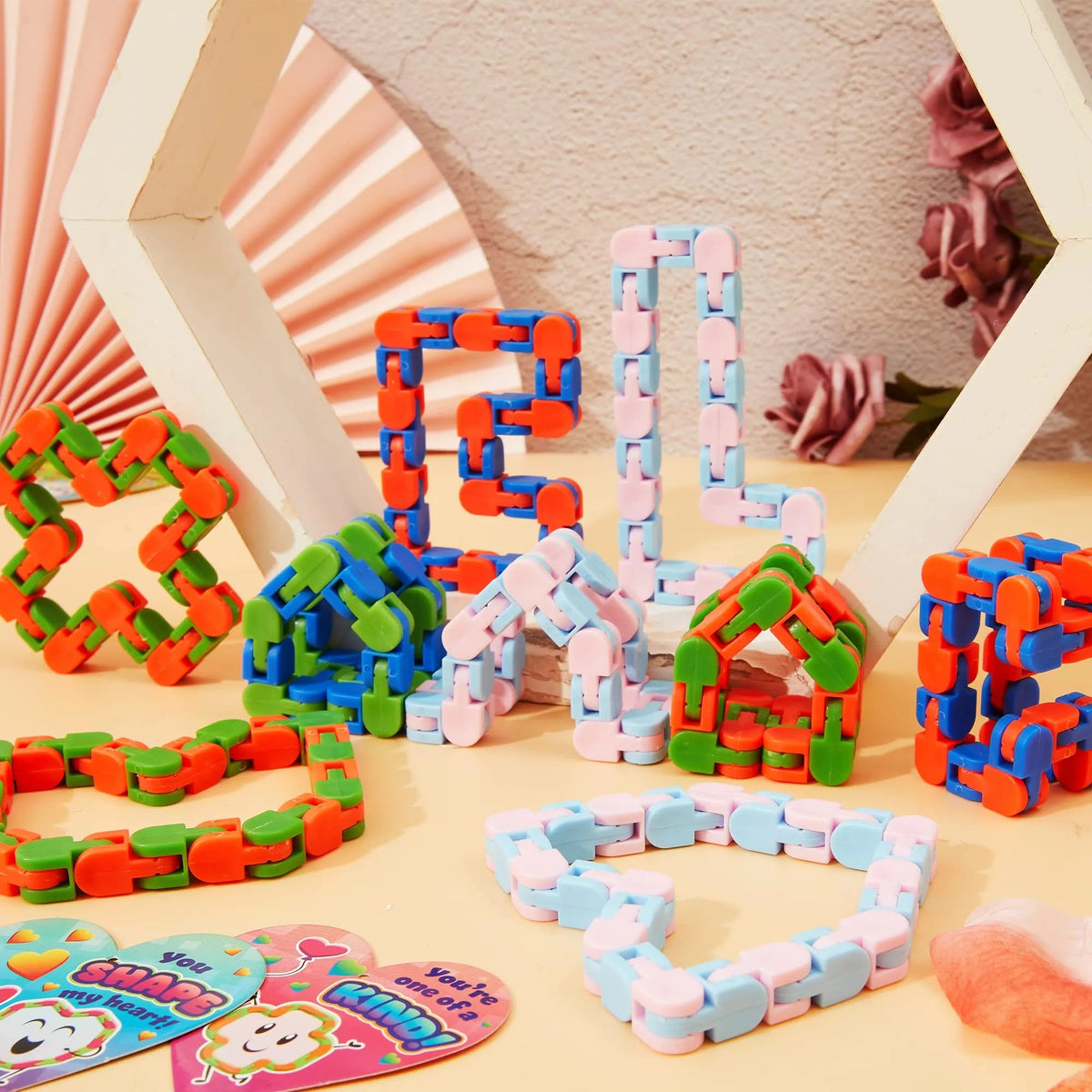28-Piece Valentine's Day Heart Gift Set with Snake Cube and Cards for Kids Classroom Exchange