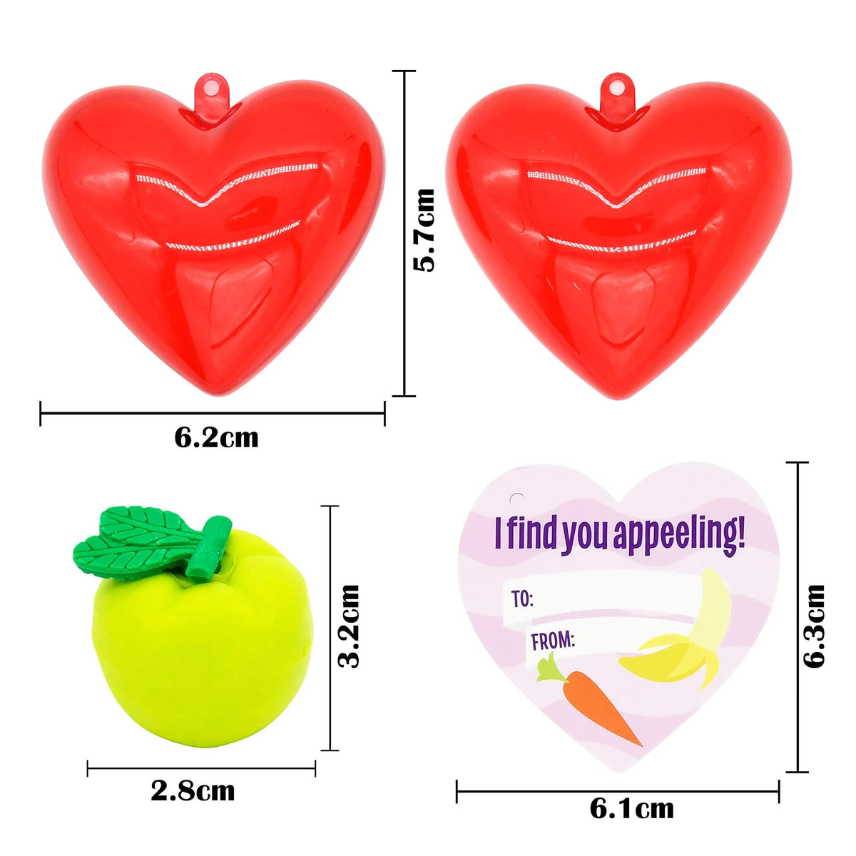 28-Piece Fruit & Vegetable Eraser Set with Valentine's Day Cards for Kids Classroom Exchange Gifts