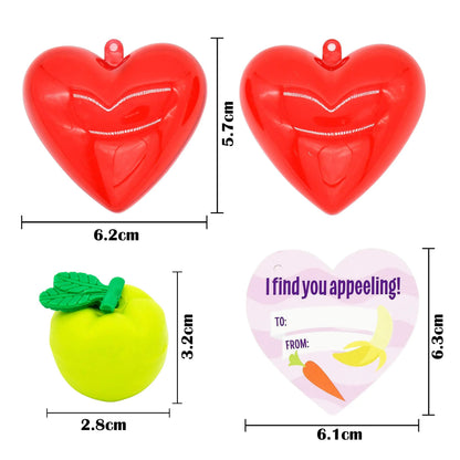 28-Piece Fruit & Vegetable Eraser Set with Valentine's Day Cards for Kids Classroom Exchange Gifts