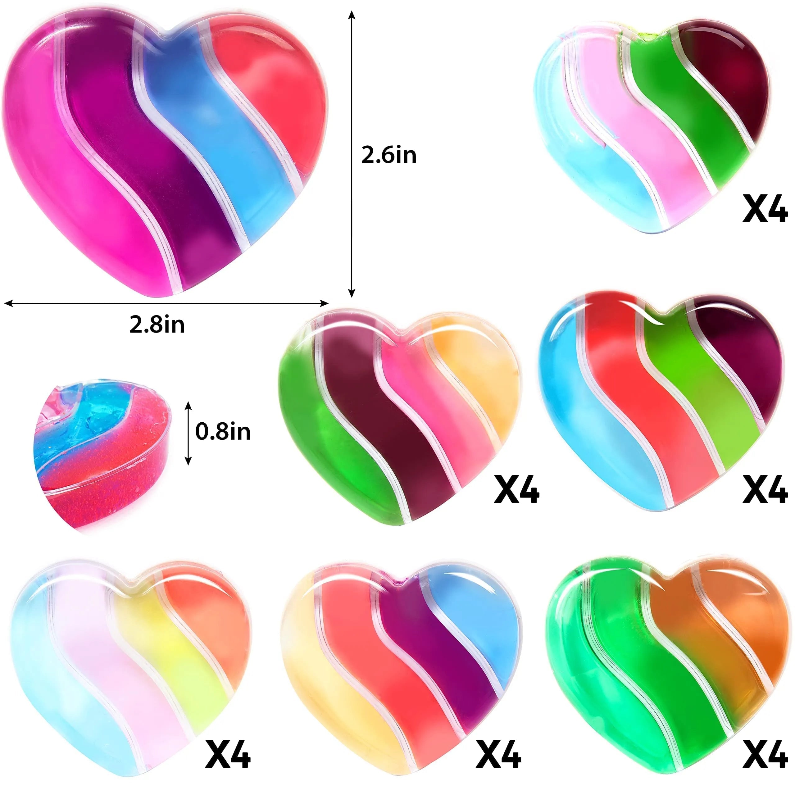 28-Piece Heart-Shaped Multicolor Slime Set with Stickers