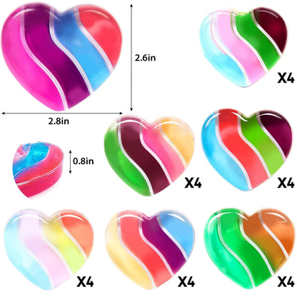28-Piece Heart-Shaped Multicolor Slime Set with Stickers