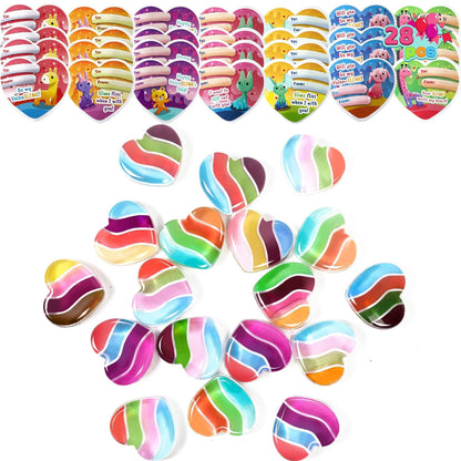 28-Piece Heart-Shaped Multicolor Slime Set with Stickers