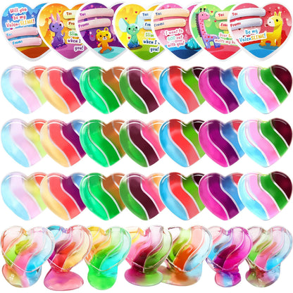 28-Piece Heart-Shaped Multicolor Slime Set with Stickers