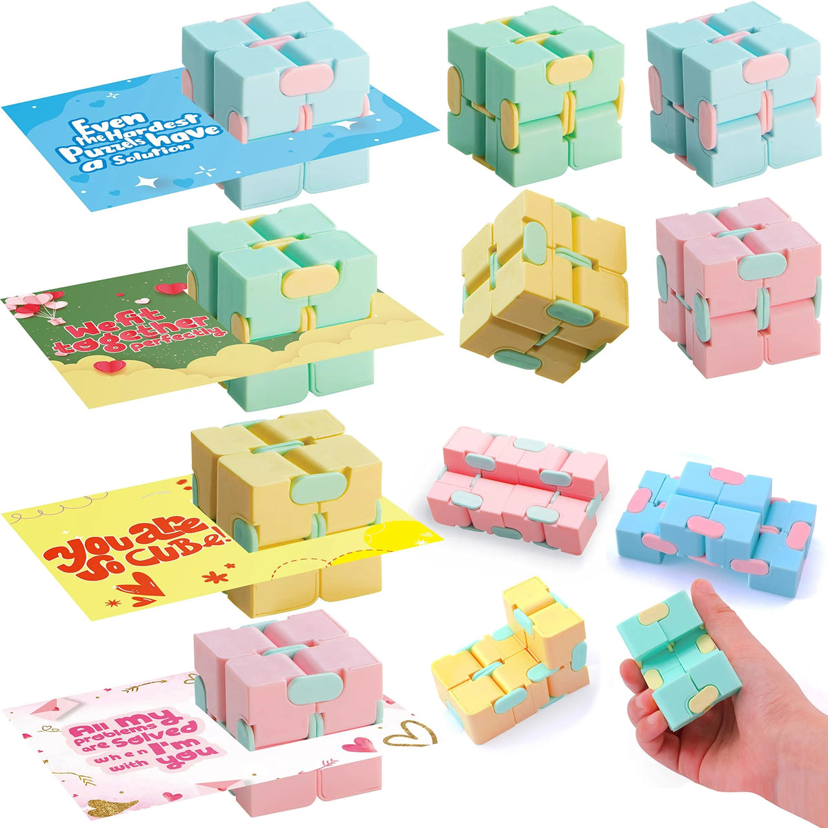 28-Pack Infinity Cube with Valentine's Day Cards for Classroom Exchange