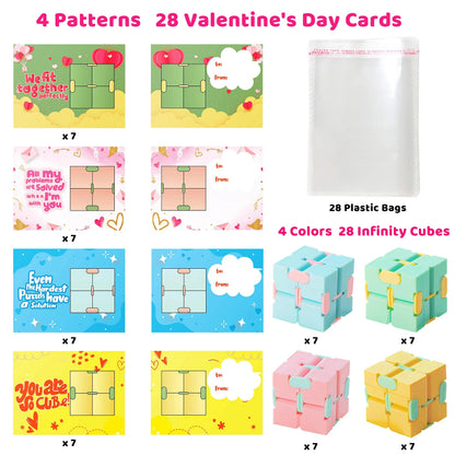 28-Pack Infinity Cube with Valentine's Day Cards for Classroom Exchange