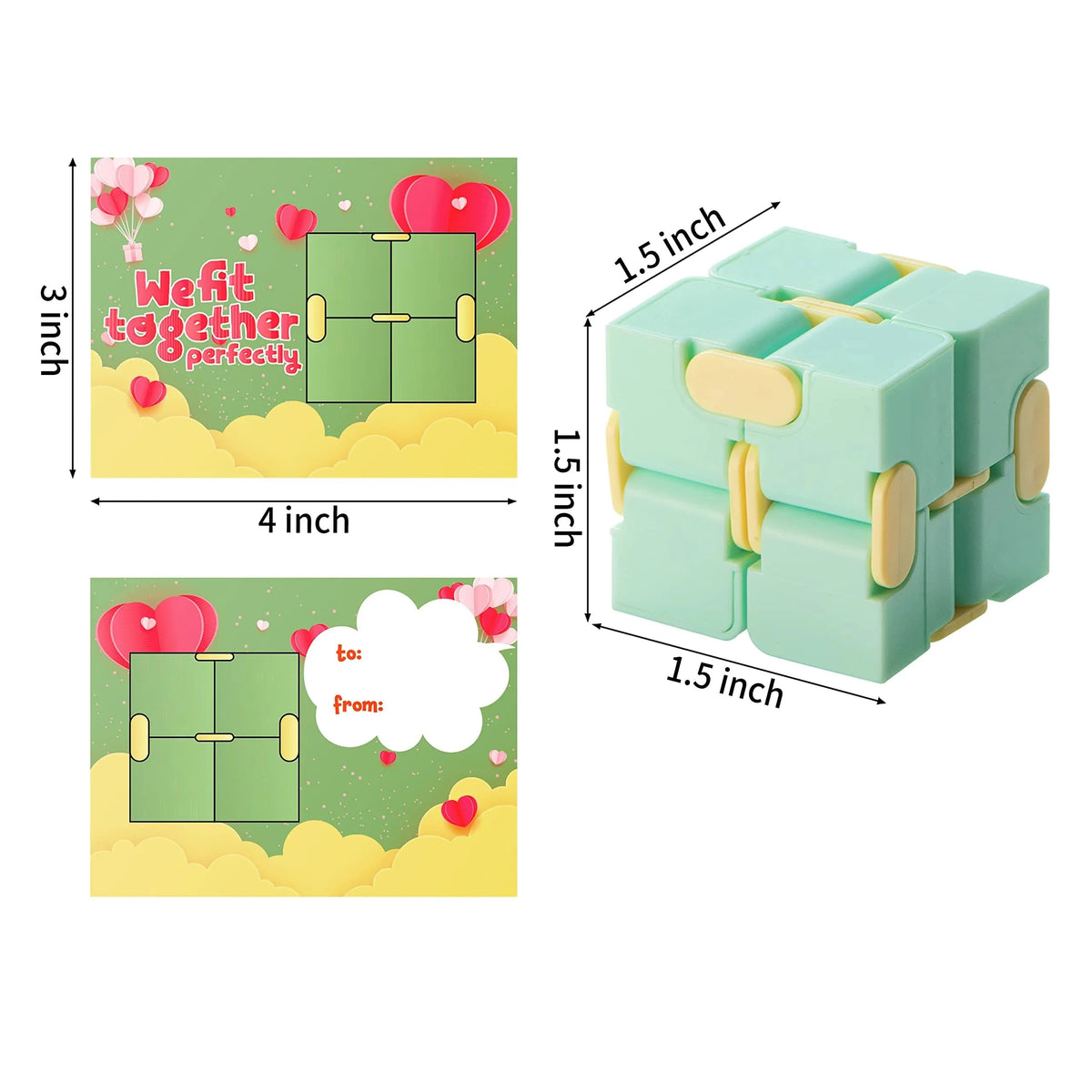 28-Pack Infinity Cube with Valentine's Day Cards for Classroom Exchange