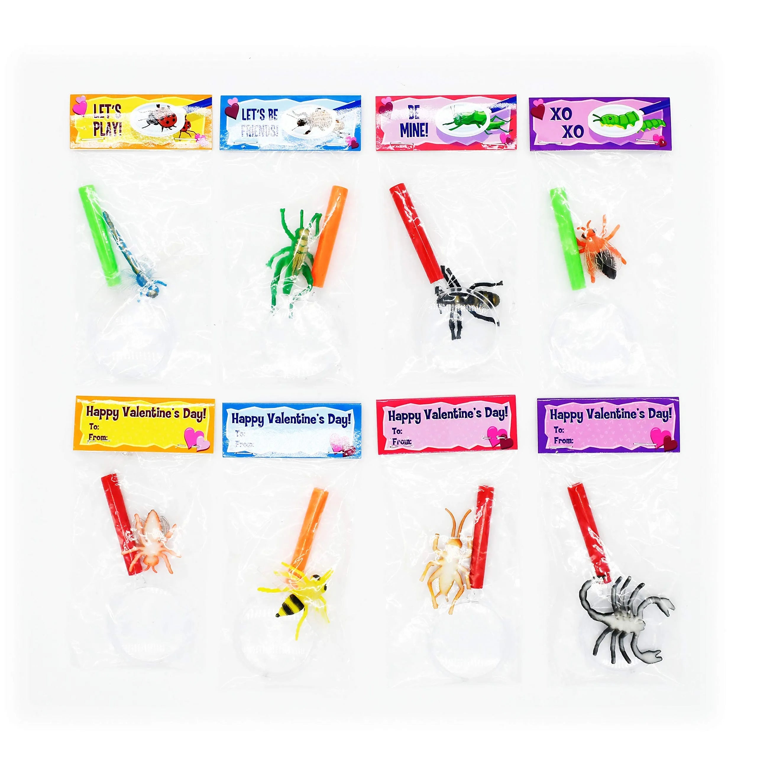 28-Piece Insect Toy Set with Valentine's Day Cards for Kids - Classroom Exchange Gifts
