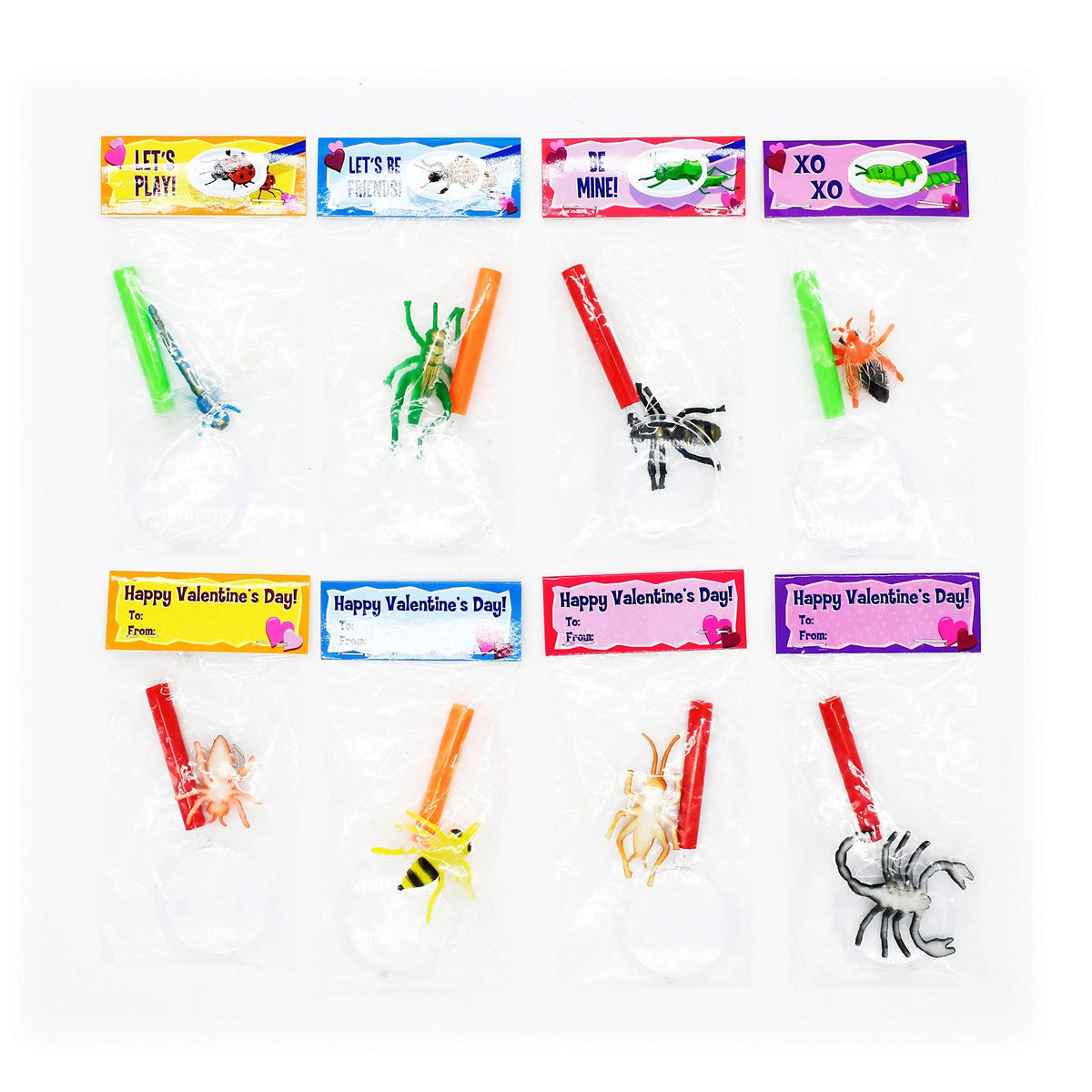 28-Piece Insect Toy Set with Valentine's Day Cards for Kids - Classroom Exchange Gifts