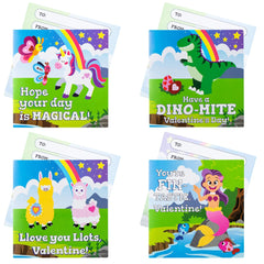 28Pcs Kids Valentine's Day Cards with Stickers - Classroom Exchange Gifts