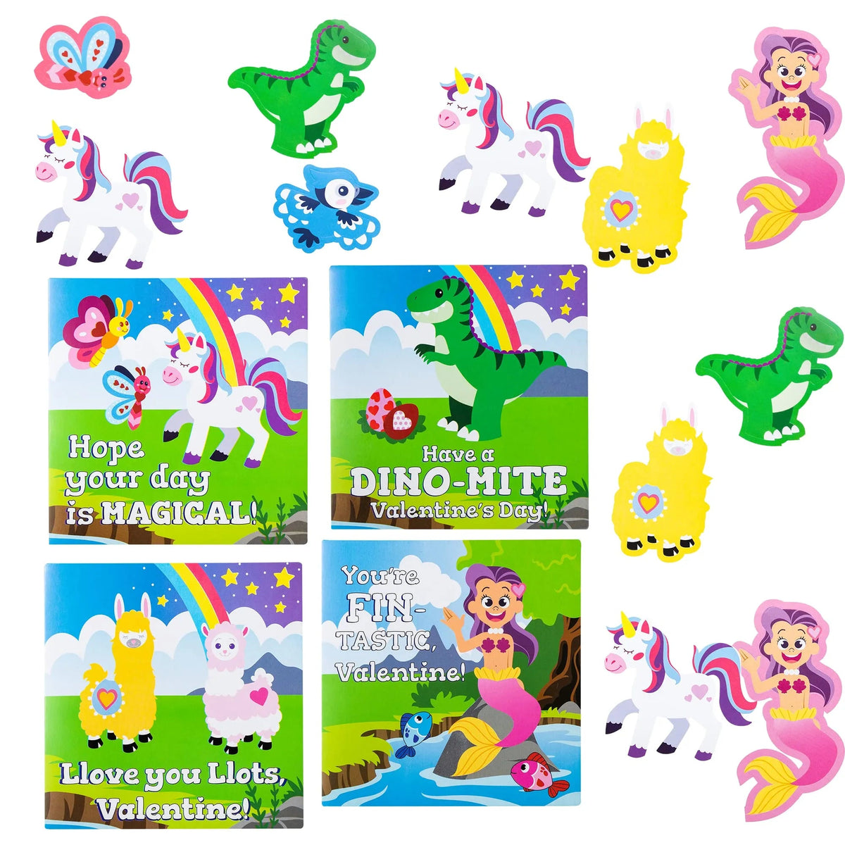 28Pcs Kids Valentine's Day Cards with Stickers - Classroom Exchange Gifts