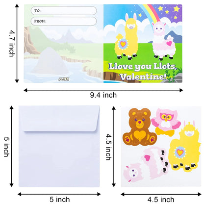 28Pcs Kids Valentine's Day Cards with Stickers - Classroom Exchange Gifts