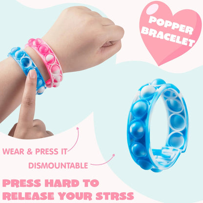 28Pcs Kids Valentine's Cards with Push Bubble Bracelet - Classroom Exchange Gifts