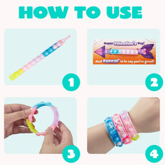28Pcs Kids Valentine's Cards with Push Bubble Bracelet - Classroom Exchange Gifts