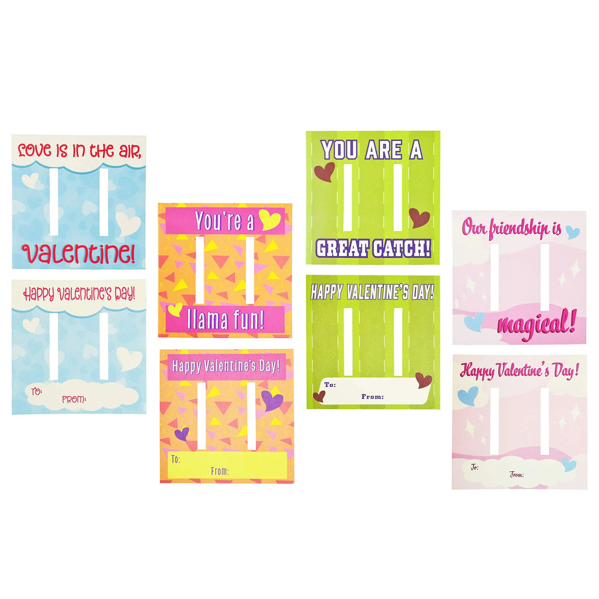 28-Pack Kids Valentine's Cards with Charm Slap Bracelets - Classroom Exchange Gifts