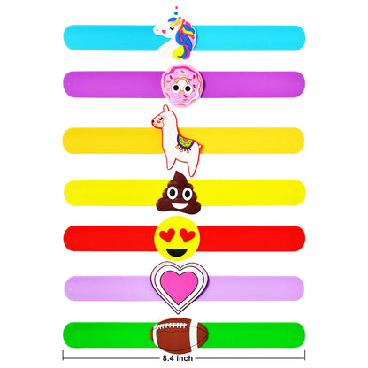 28-Pack Kids Valentine's Cards with Charm Slap Bracelets - Classroom Exchange Gifts