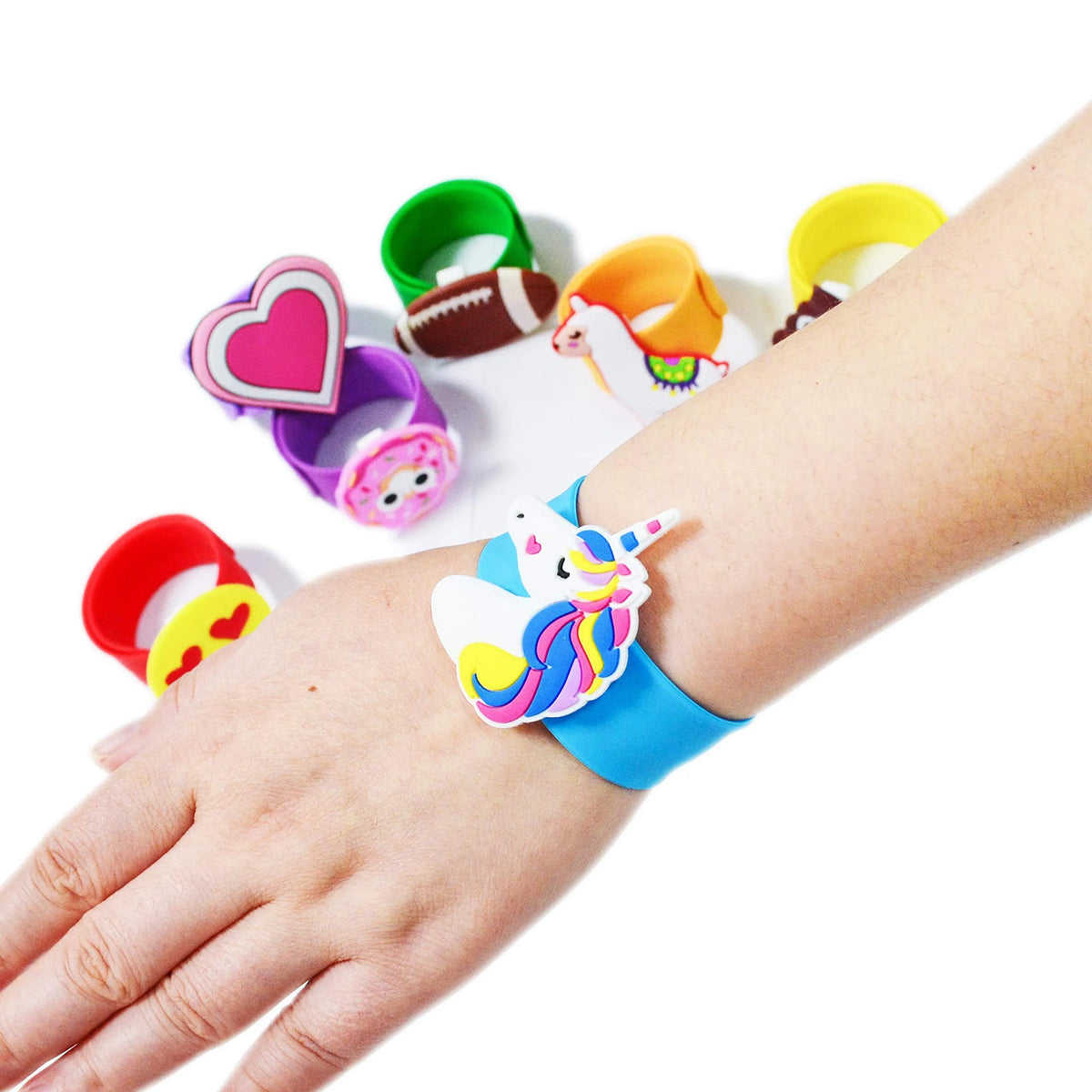 28-Pack Kids Valentine's Cards with Charm Slap Bracelets - Classroom Exchange Gifts