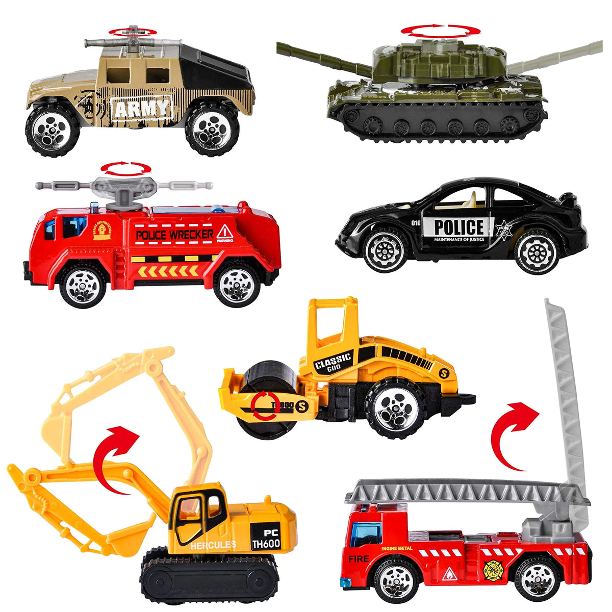 28-Pack Valentine's Day Cards with Die-Cast City Vehicles for Kids - Classroom Exchange Gifts