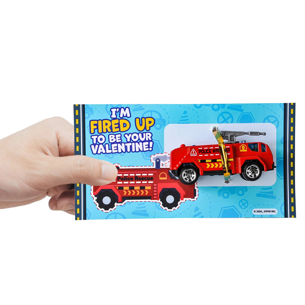 28-Pack Valentine's Day Cards with Die-Cast City Vehicles for Kids - Classroom Exchange Gifts