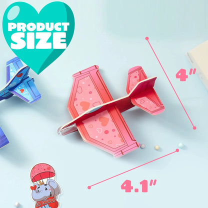 28Pcs Kids Valentine's Day Cards with Foam Airplanes - Classroom Exchange Gifts