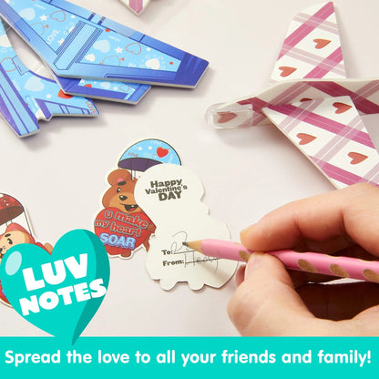 28Pcs Kids Valentine's Day Cards with Foam Airplanes - Classroom Exchange Gifts