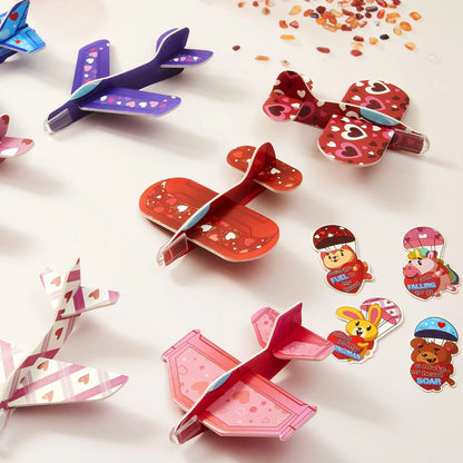 28Pcs Kids Valentine's Day Cards with Foam Airplanes - Classroom Exchange Gifts