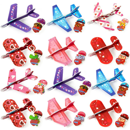 28Pcs Kids Valentine's Day Cards with Foam Airplanes - Classroom Exchange Gifts