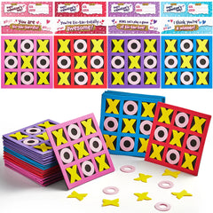 28 Pack Valentine's Day Gift Cards with Foam Tic-Tac-Toe Mini Board Game Toys