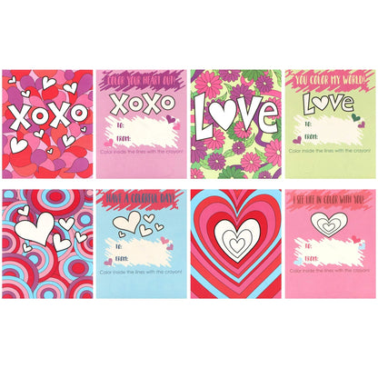 28-Piece Kids Valentine's Day Cards with Heart-Shaped Crayons - Classroom Exchange Gifts