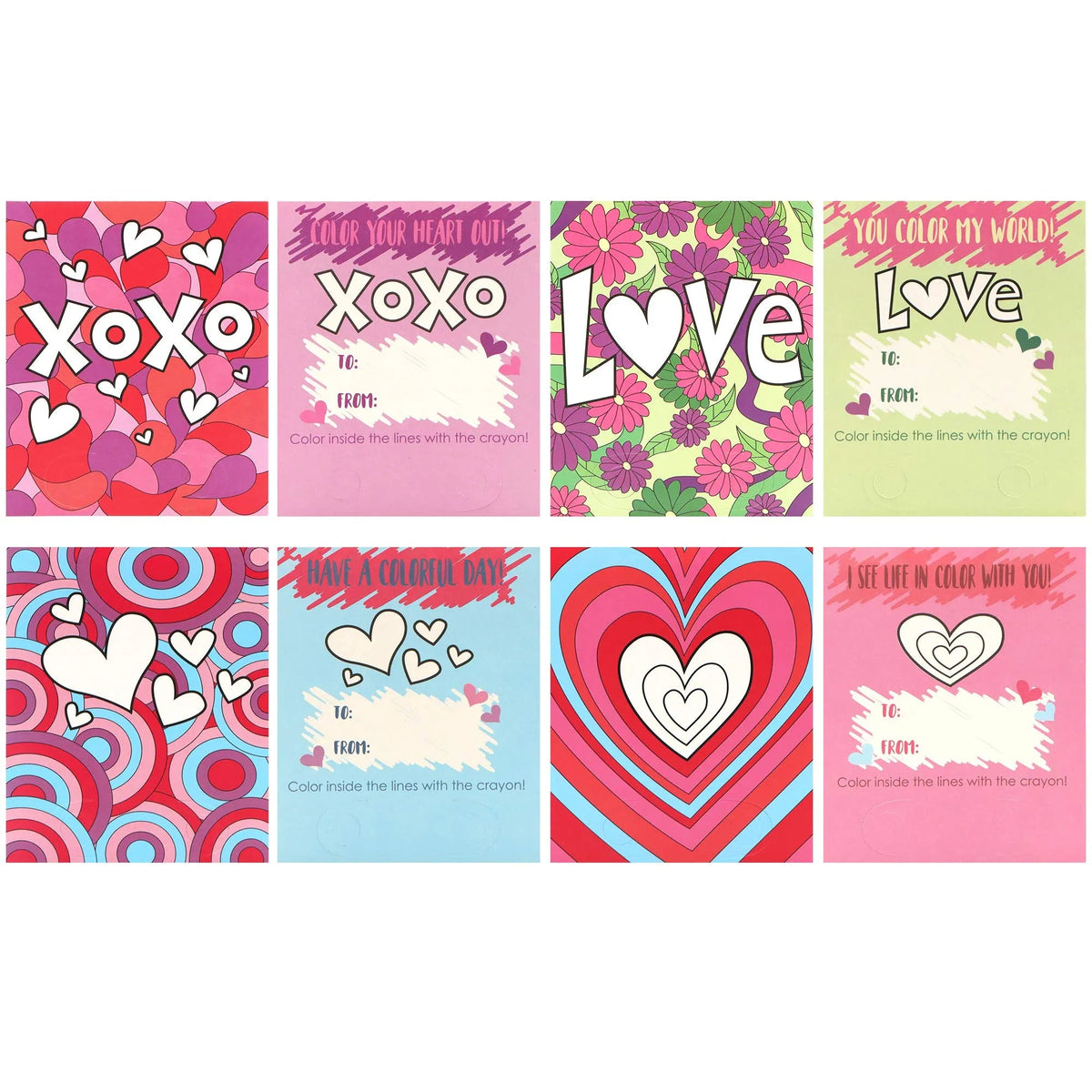 28-Piece Kids Valentine's Day Cards with Heart-Shaped Crayons - Classroom Exchange Gifts