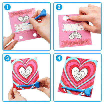 28-Piece Kids Valentine's Day Cards with Heart-Shaped Crayons - Classroom Exchange Gifts