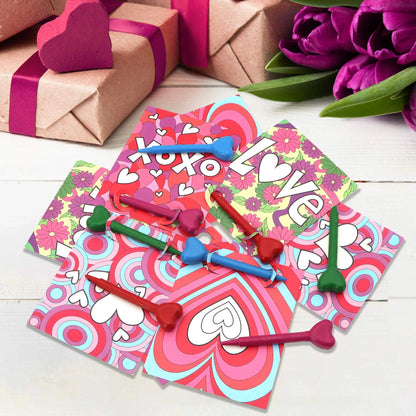 28-Piece Kids Valentine's Day Cards with Heart-Shaped Crayons - Classroom Exchange Gifts