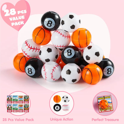 28Pcs Kids Valentine's Cards with Mini Sport Balls - Classroom Exchange Gifts
