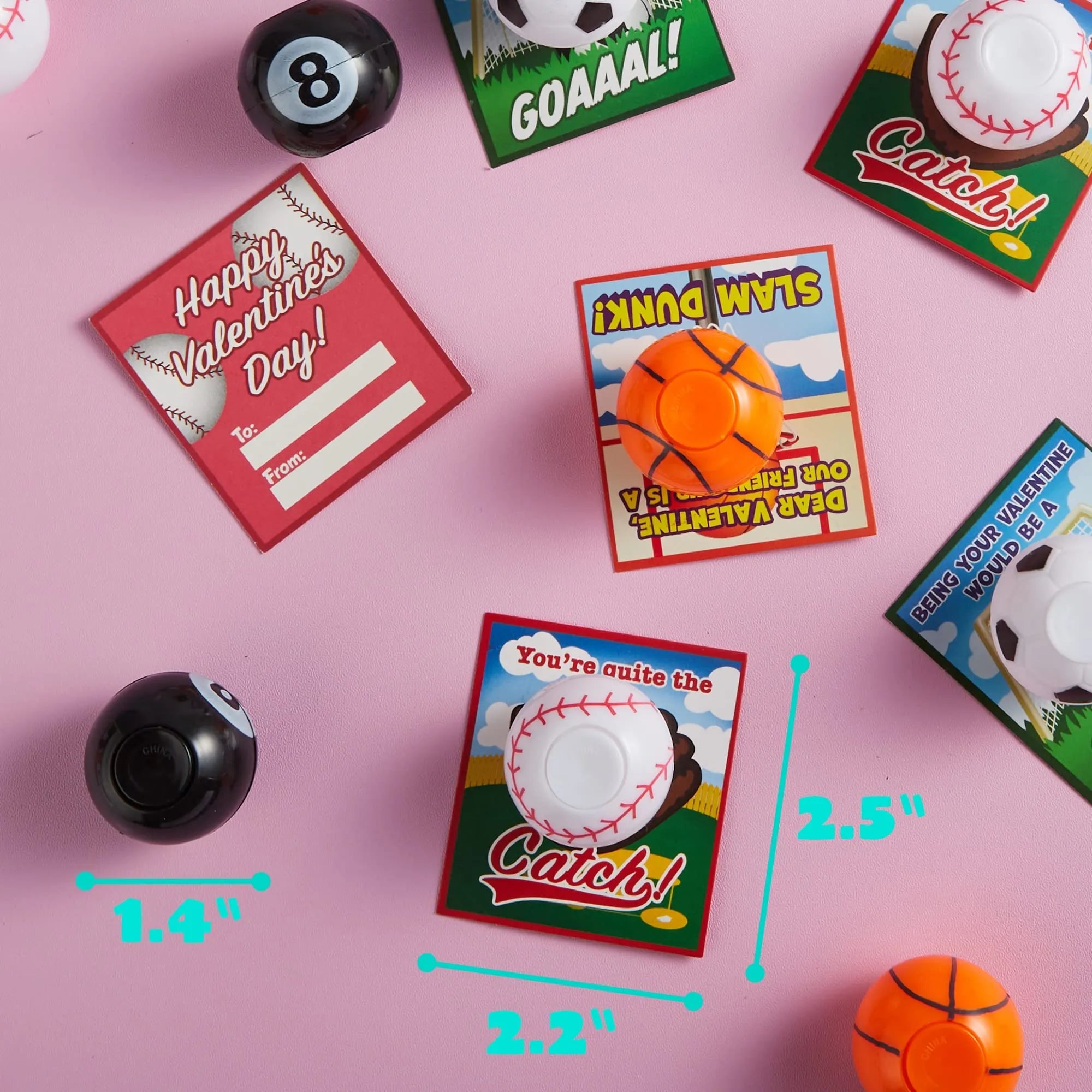 28Pcs Kids Valentine's Cards with Mini Sport Balls - Classroom Exchange Gifts
