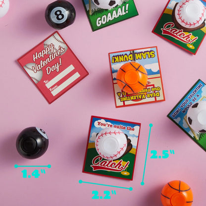 28Pcs Kids Valentine's Cards with Mini Sport Balls - Classroom Exchange Gifts