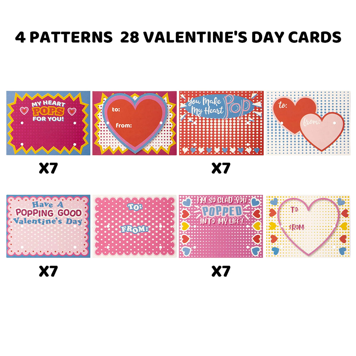 28Pcs Kids Valentine's Cards with Push Bubble Tubes - Classroom Exchange Gifts