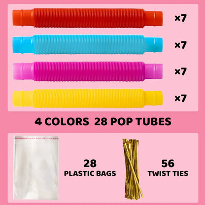 28Pcs Kids Valentine's Cards with Push Bubble Tubes - Classroom Exchange Gifts