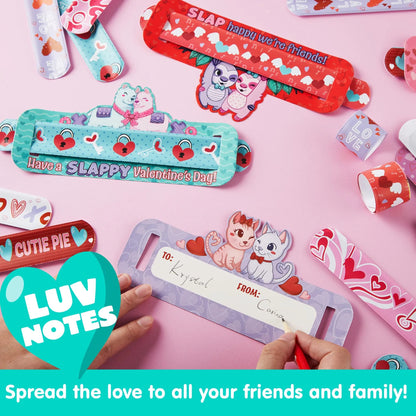 28Pcs Kids Valentine's Cards with Slap Bracelet - Classroom Exchange Gifts