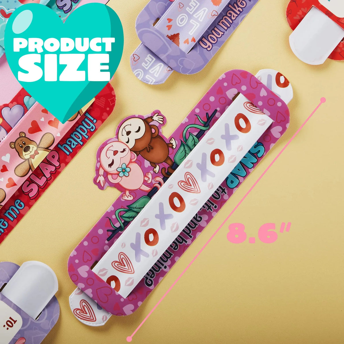 28Pcs Kids Valentine's Cards with Slap Bracelet - Classroom Exchange Gifts