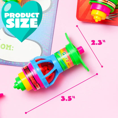 28 Light-Up Spinning Tops with Valentine's Exchange Cards for Kids
