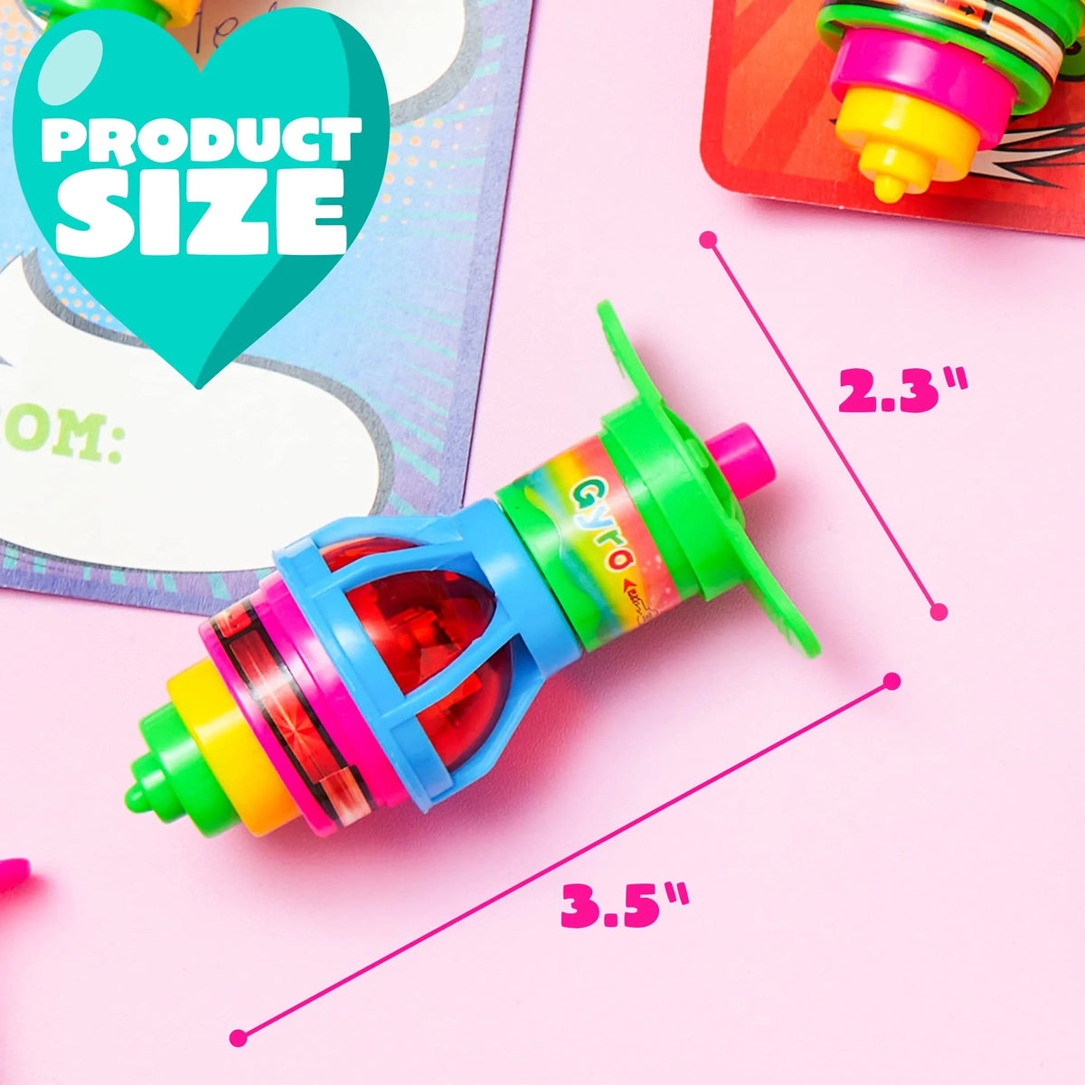 28 Light-Up Spinning Tops with Valentine's Exchange Cards for Kids