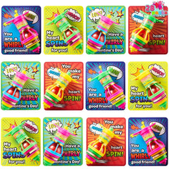 28 Light-Up Spinning Tops with Valentine's Exchange Cards for Kids