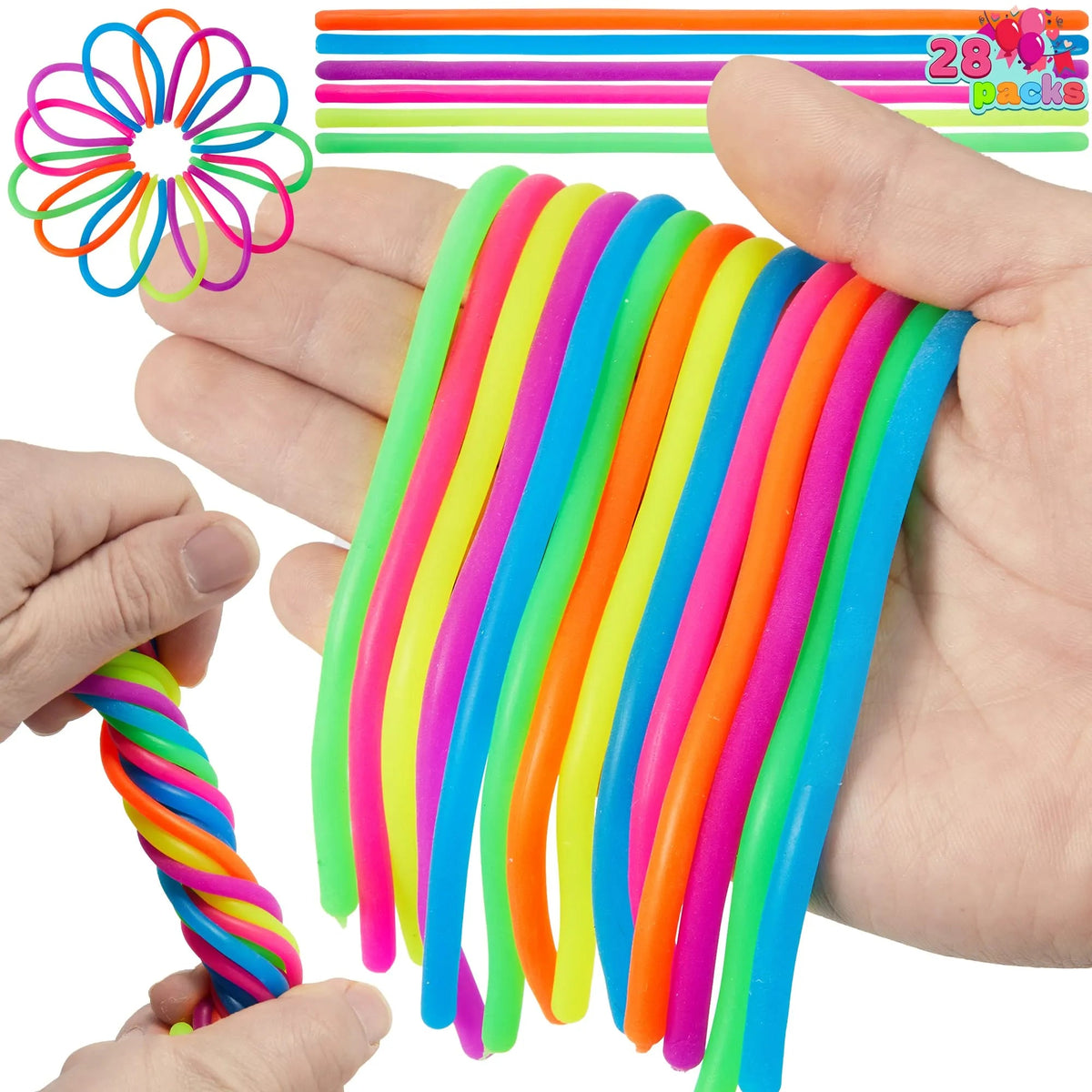 28 Pcs Kids Valentine's Cards with Stretchy String - Classroom Exchange Gifts