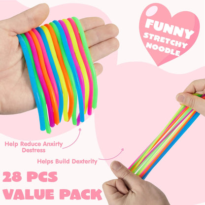 28 Pcs Kids Valentine's Cards with Stretchy String - Classroom Exchange Gifts