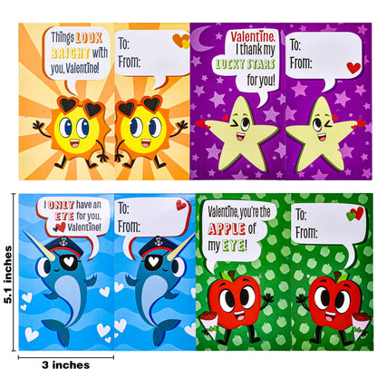 28Pcs Kids Valentine's Cards with Telescopes for Classroom Exchange Gifts