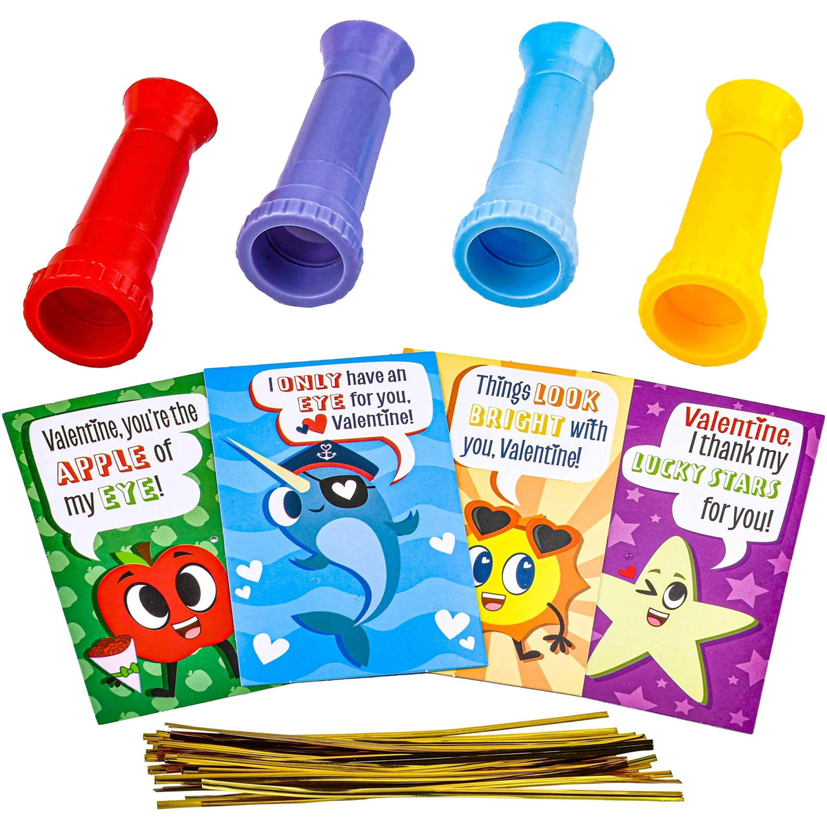 28Pcs Kids Valentine's Cards with Telescopes for Classroom Exchange Gifts