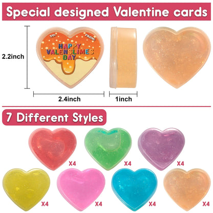 28-Piece Multicolor Glow-in-the-Dark Slime Heart Cases & Stickers